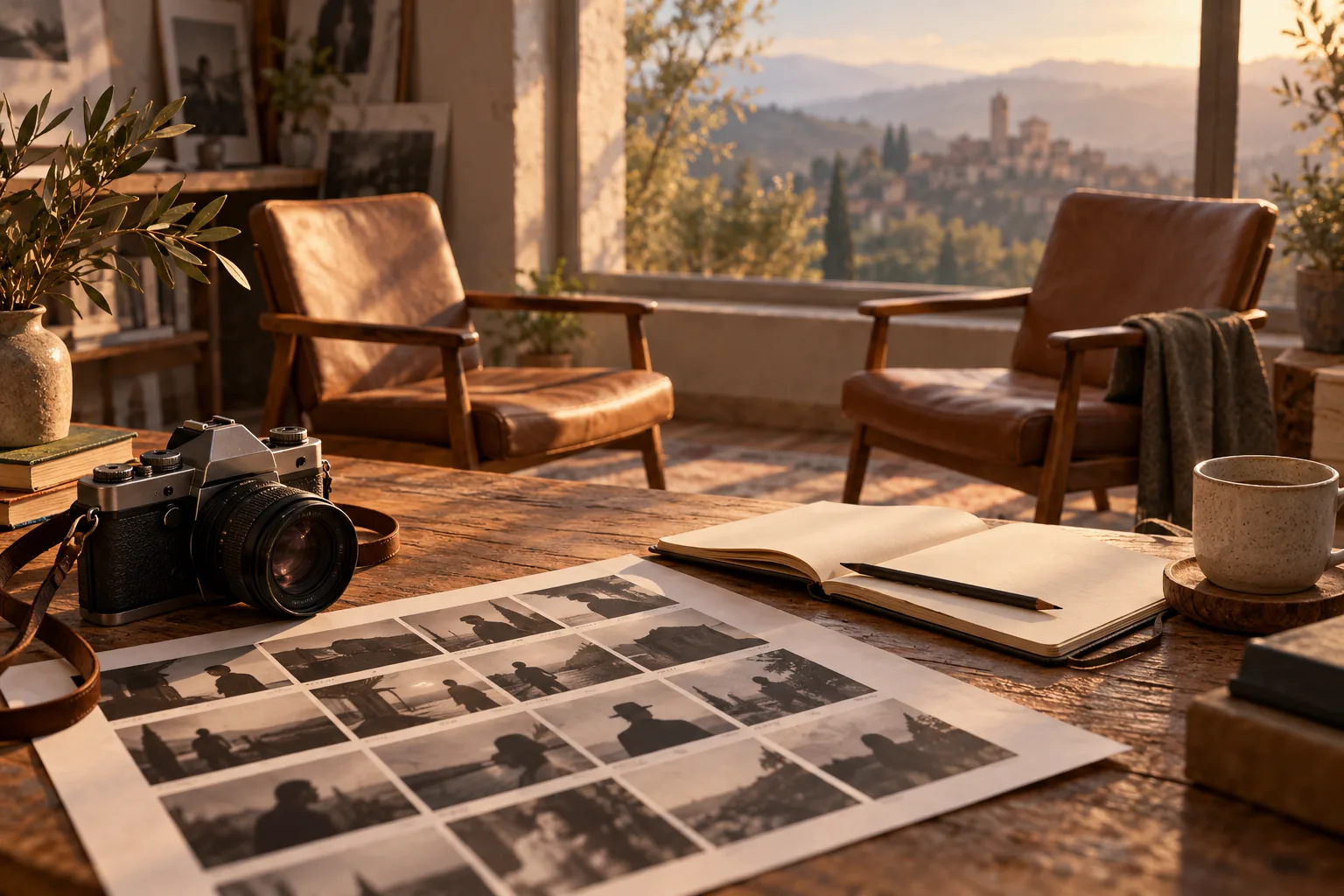 Camera, contact sheet and two chairs: an illustration about dialogue before publication
